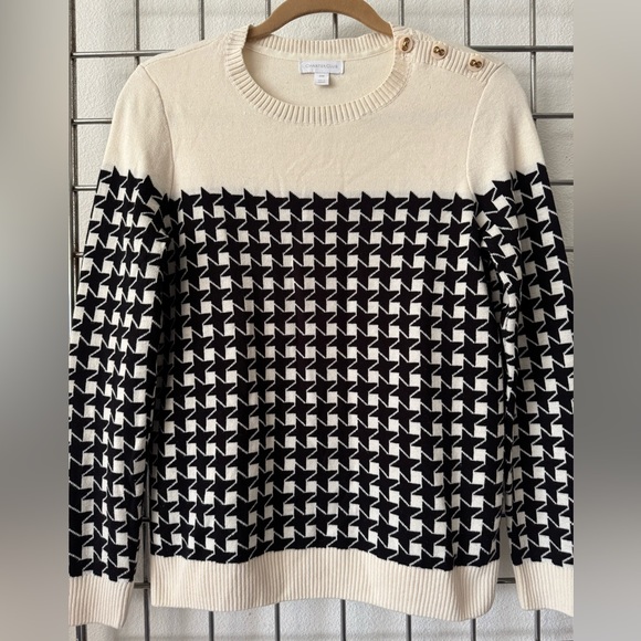 CHARTER CLUB Women's Black and White  Patterned Sweater Size PM - Picture 1 of 12